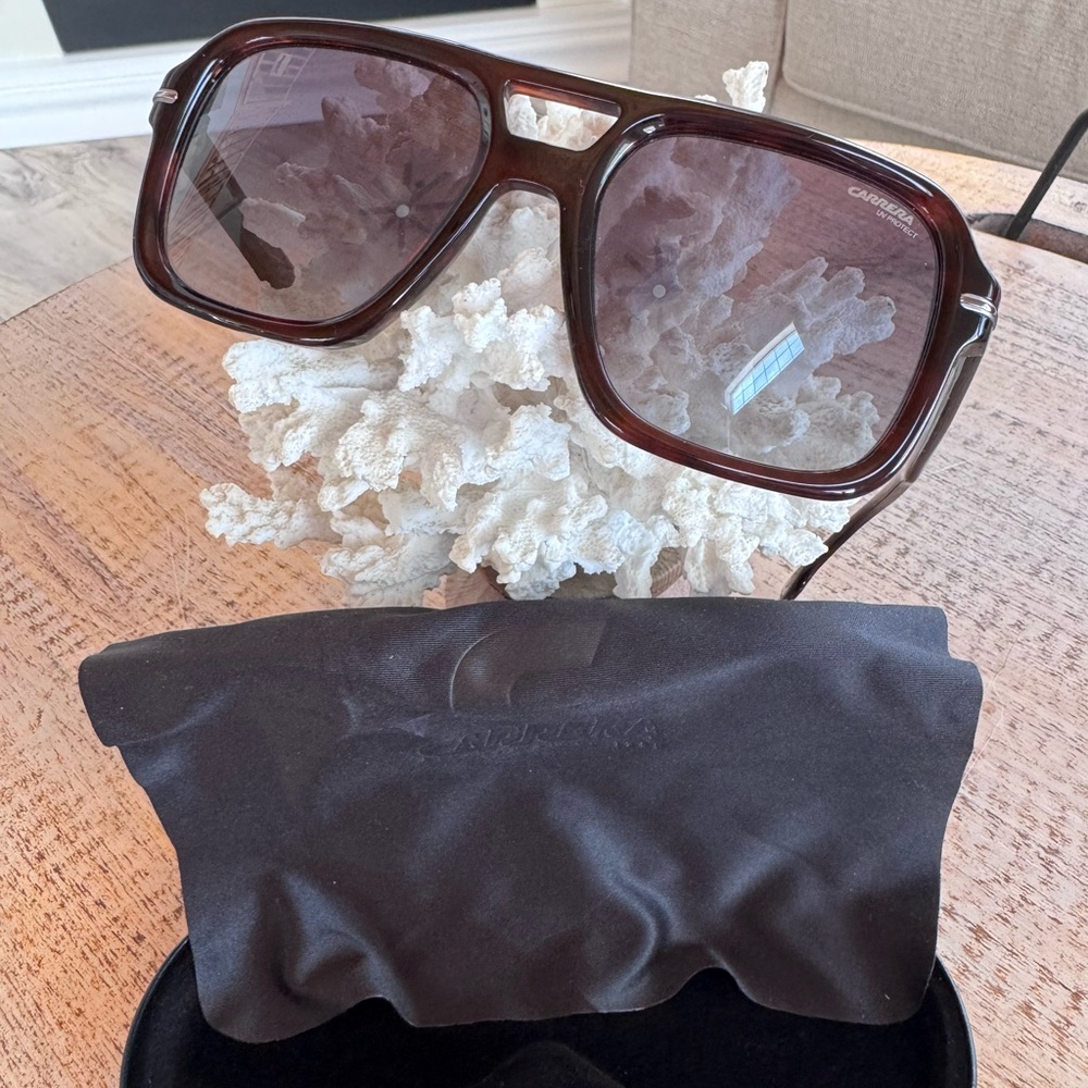 Carrera Brown Tortoise Oversized Square Sunglasses - Picture 2 of 5